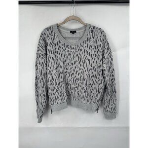 Rails Marlo Cheetah Zip Side Sweatshirt Women Large Silver‎ Casual Bohemian